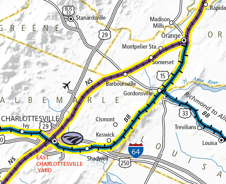 the Charlottesville & Rapidan Railroad is now part of the Norfolk Southern