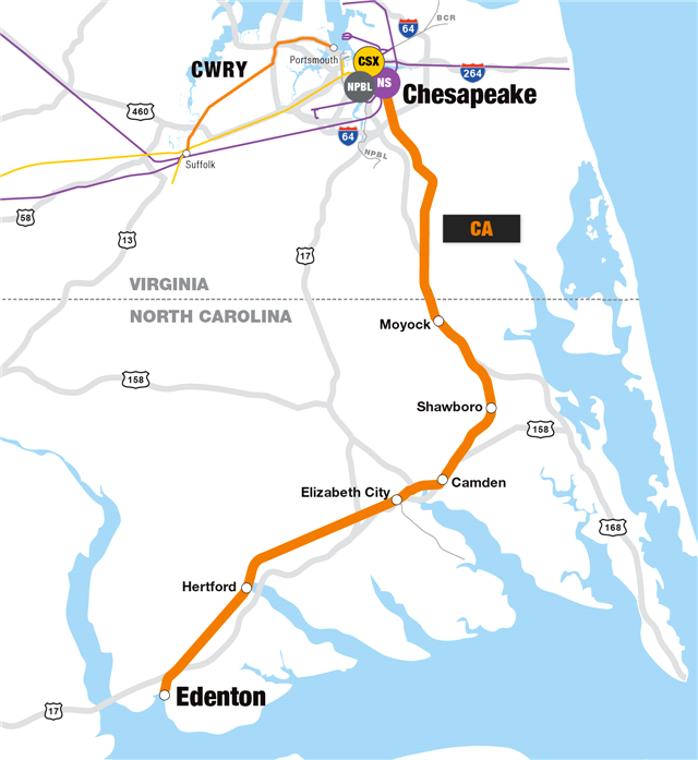 the Chesapeake and Albemarle Railroad is a short-line railroad connecting Hampton Roads with Albemarle/Pamlico Sound in North Carolina