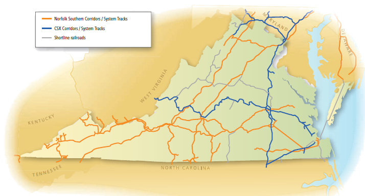 Norfolk Southern and CSXT are the only Class 1 railroads that remain in Virginia