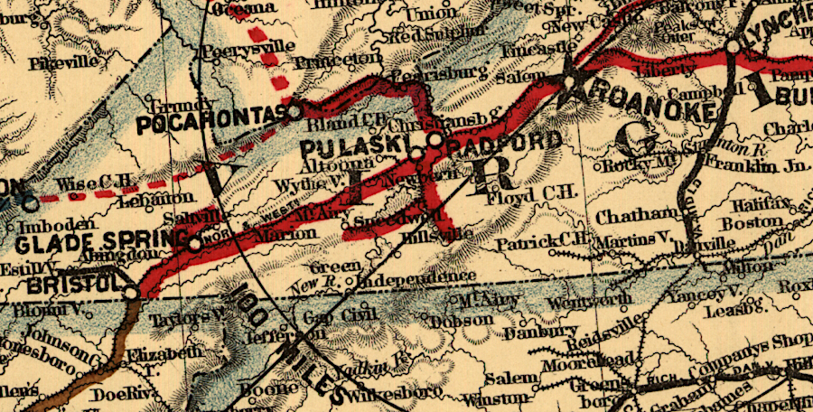 the Norfolk and Western Railroad saw the benefits of extending into the mineral-rich region south of Pulaski, as well as into the coal fields