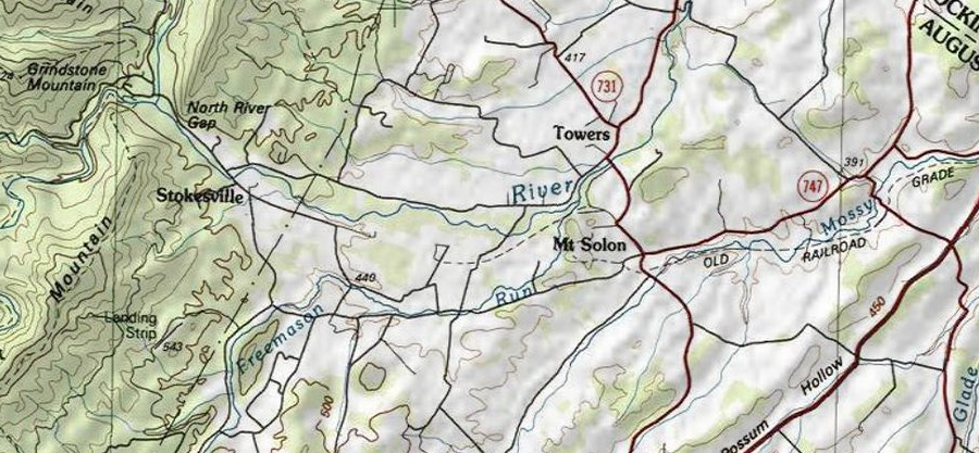 the Chesapeake Western Railway was constructed to North River Gap at the base of Narrow Back Mountain in western Augusta County