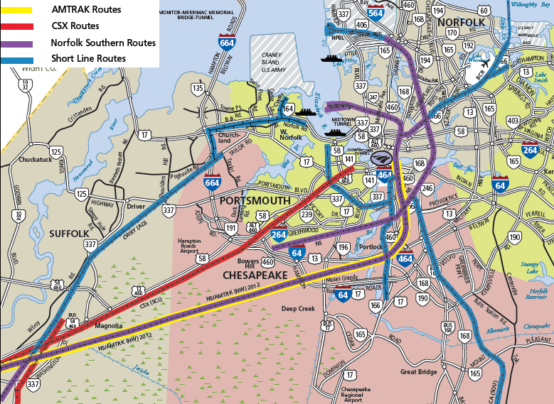 railroads in southern Hampton Roads