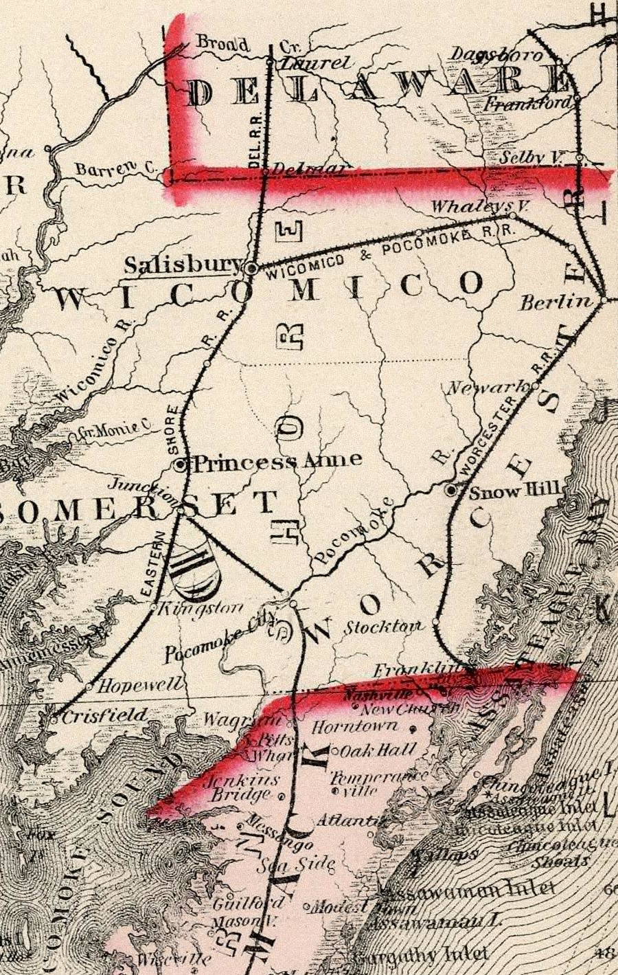 the DelMarVa rail network in 1877