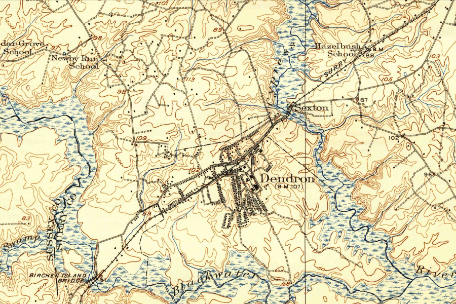 the Surry, Sussex and Southampton Railway relied upon traffic from the lumber mills at Dendron