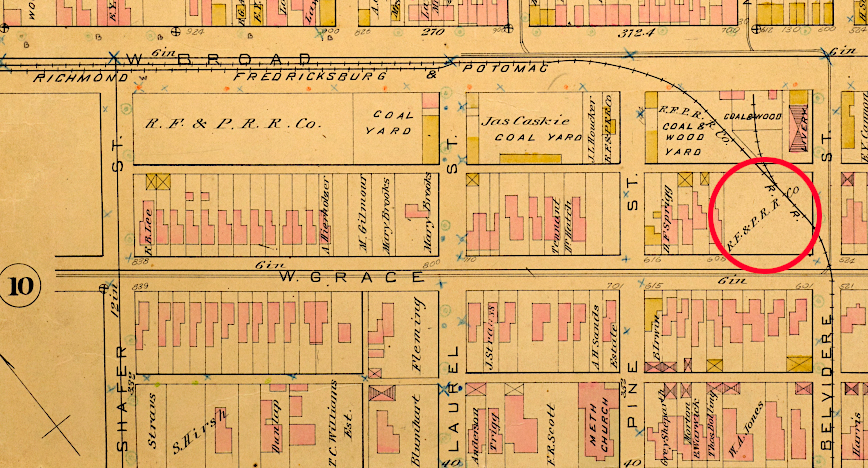 the Richmond, Fredericksburg and Potomac and Richmond and Petersburg Connection Railroad linked up with the Richmond, Fredericksburg and Potomac Railroad at the Elba station