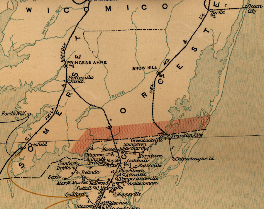 the Delmarva raiload network in 1896