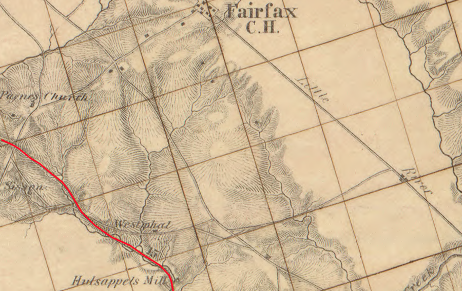 the Orange and Alexandria railroad bypassed Fairfax Courthouse, to minimize the need for locomotives to pull trains uphill