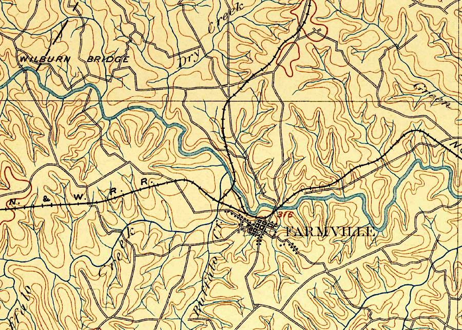 the Farmville and Powhatan Railroad built its own bridge over the Appomattox River to link to the Norfolk and Western Railroad at Farmville