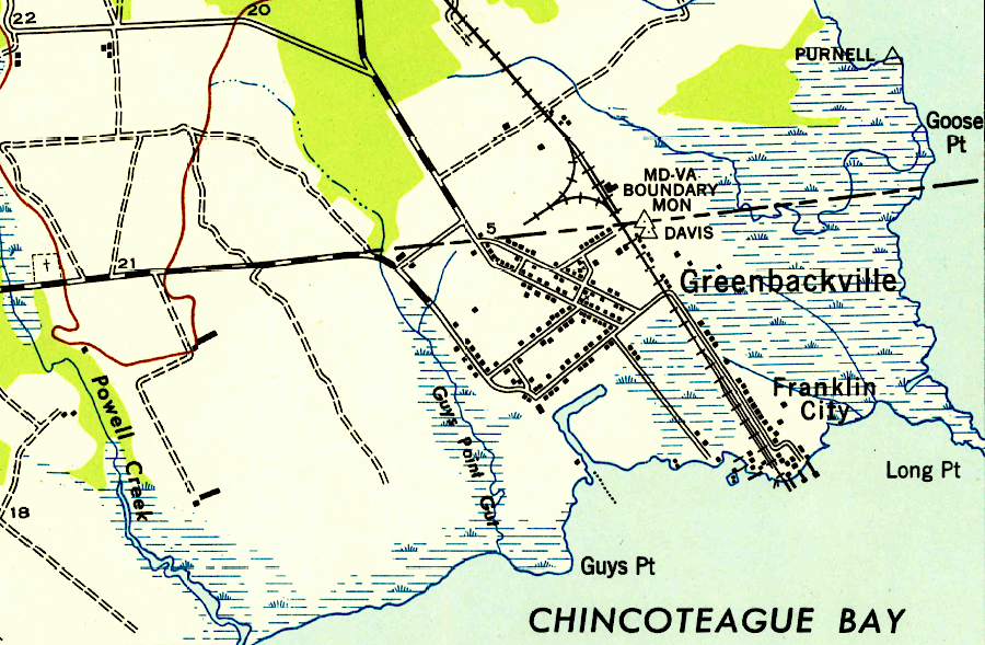 trains to Franklin City turned around at a wye on the Maryland border between 1876-1957