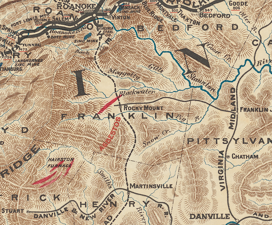 the Franklin & Pittsylvania Railroad connected Rocky Mount to the Virginia Midland Railroad, before the Roanoke and Southern Railway was built