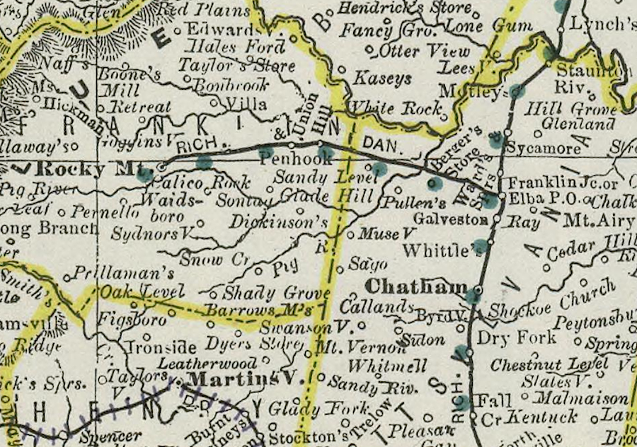 Rocky Mount build a connection to the Lynchburg and Danville Railroad