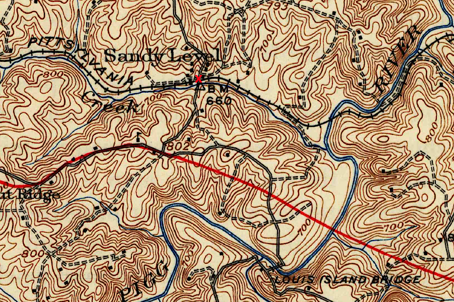 the Franklin and Pittsylvania Railroad had a depot at Sandy Level, just east of the Franklin-Pittsylvania county line