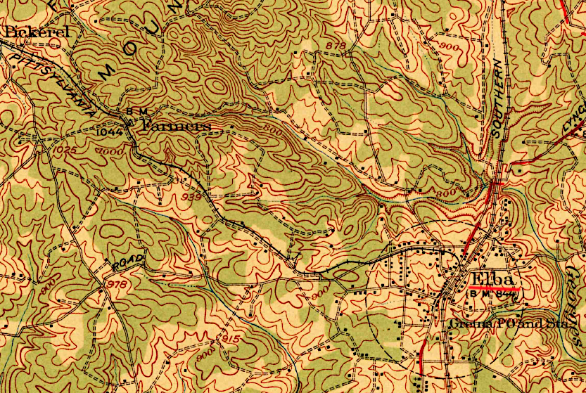 the Franklin and Pittsylvania link to the Southern Railway was known in 1923 as Elba, before the name changed to Gretna