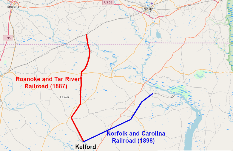 what is today the North Carolina & Virginia Railroad was built in two separate pieces originally