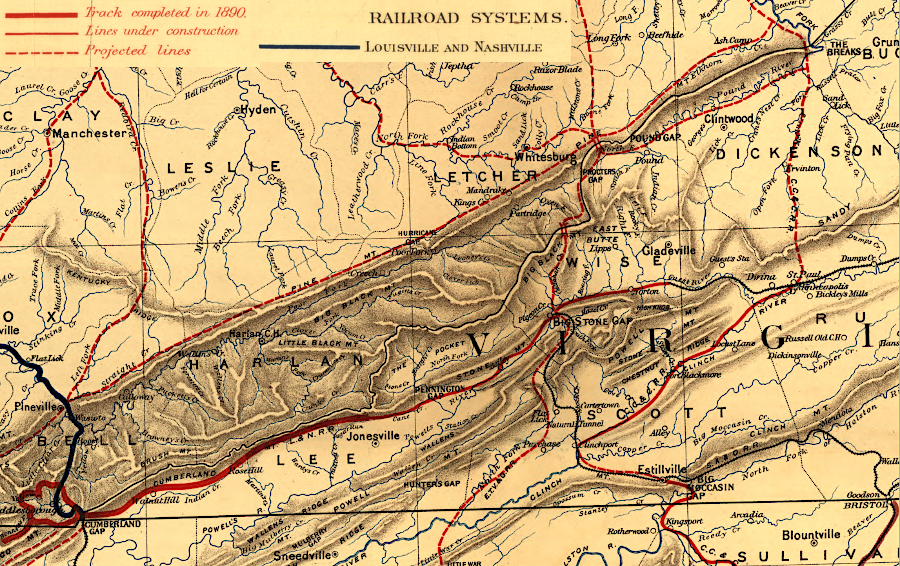 in 1891, the Louisville and Nashville Railroad anticipated building from Cumberland Gap to The Breaks