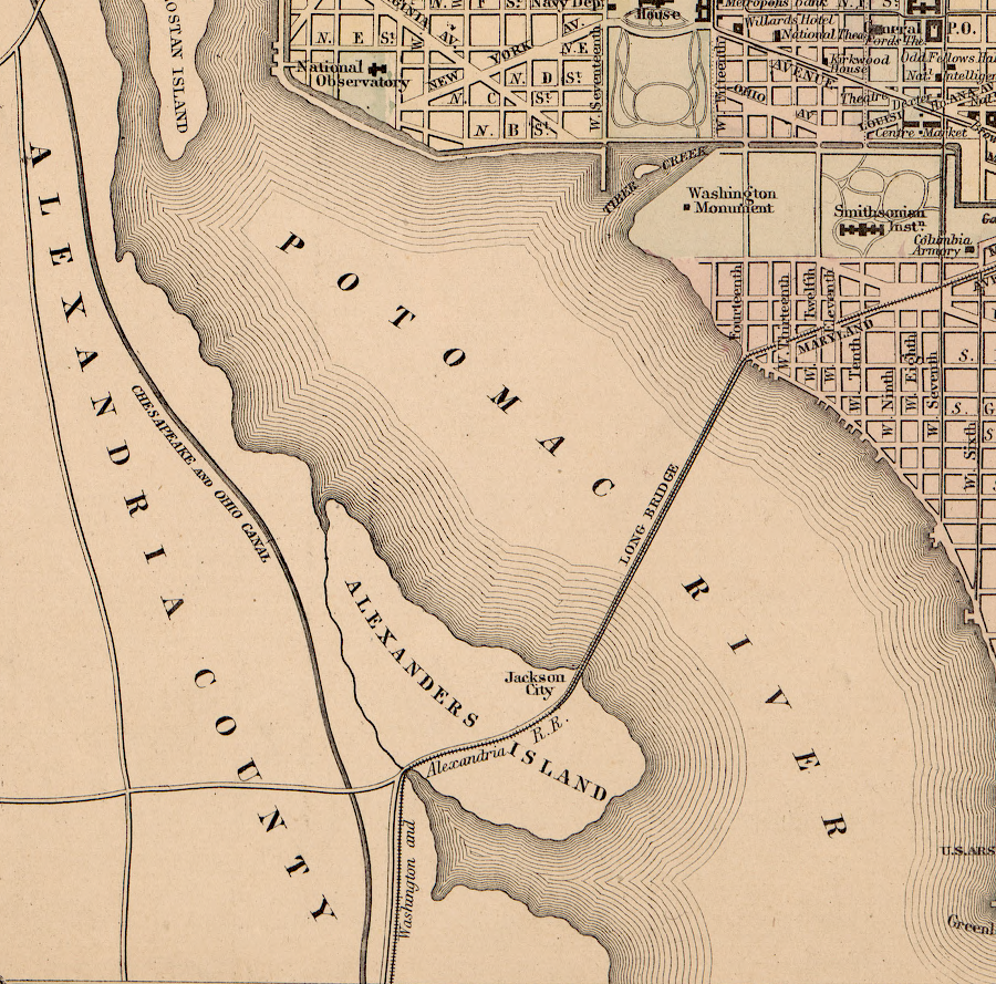 the Washington and Alexandria Railroad was the rail link between Long Bridge and Alexandria
