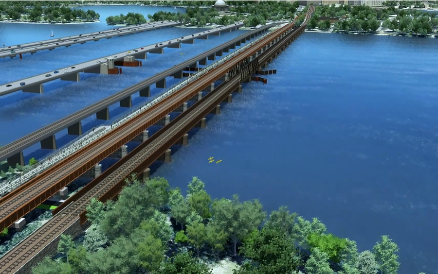 projected appearance of Long Bridge, with separate bike/pedestrian path