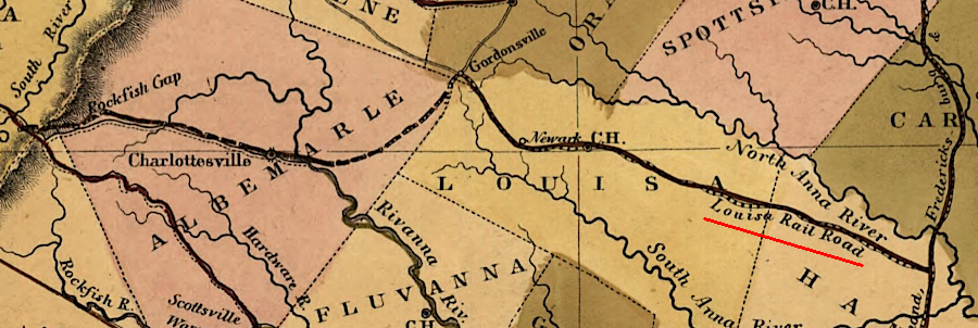 the Louisa Railroad connected Doswell to Gordonsville in 1848