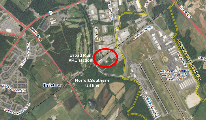 because the Broad Run VRE station is next to Manassas airport, there is limited potential to use a planned $20+ million parking garage for more than just commuter parking