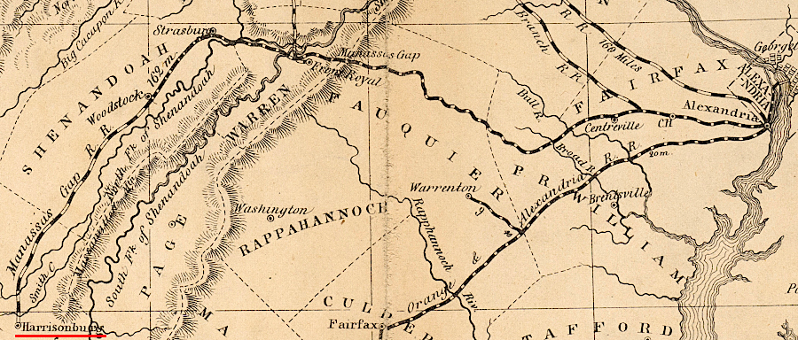 in the Shenandoah Valley, Harrisonburg was the western destination of the Manassas Gap Railroad