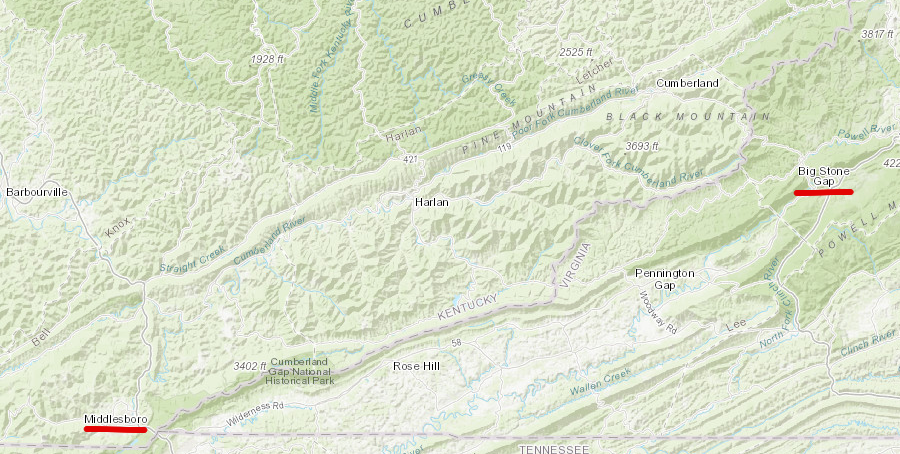 the Louisville and Nashville Railroad built track to Middlesboro in 1889, as part of a plan to reach coal fields near Big Stone Gap in Wise County