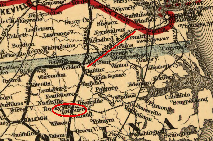 prior to the Norfolk & Carolina Railroad, trains on the North Carolina Piedmont reached Norfolk via the Seaboard and Roanoke Railroad