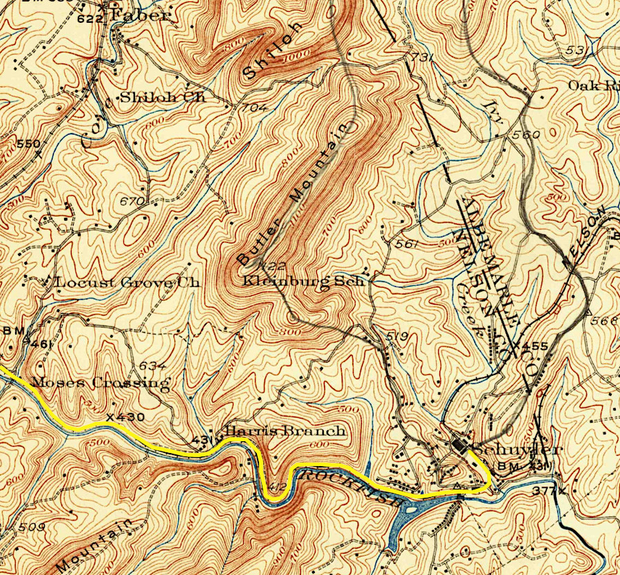what eventually was chartered as the Schuyler Railway was built through the Rockfish River valley to connect Schuyler with the Rockfish depot