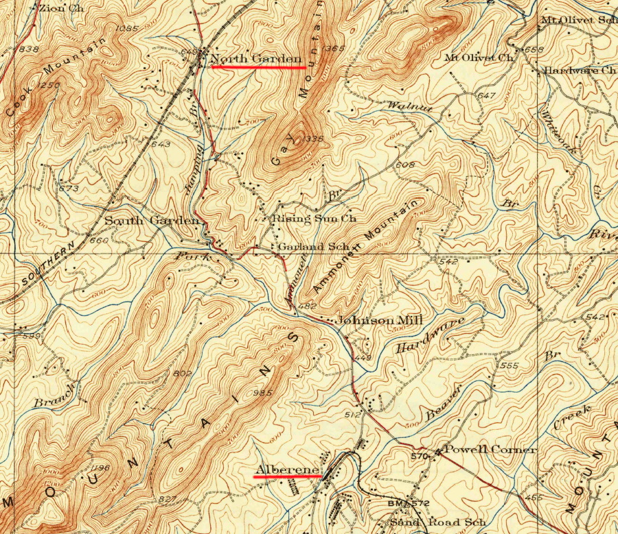before the Chesapeake & Ohio (C&O) Railroad completed its Alberene Branch, horses and mules hauled soapstone from Alberene to the North Garden station of the Southern Railway