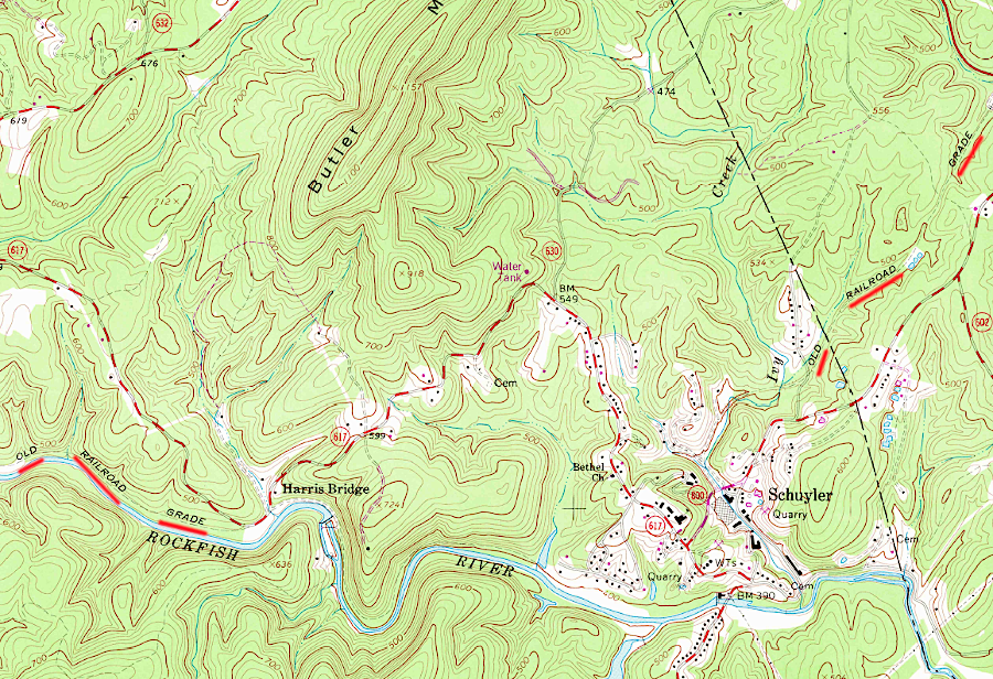a 1944 flood on the Rockfish River ended the operations of the Nelson & Albemarle Railway between Schuyler and Rockfish Depot on the Southern Railway