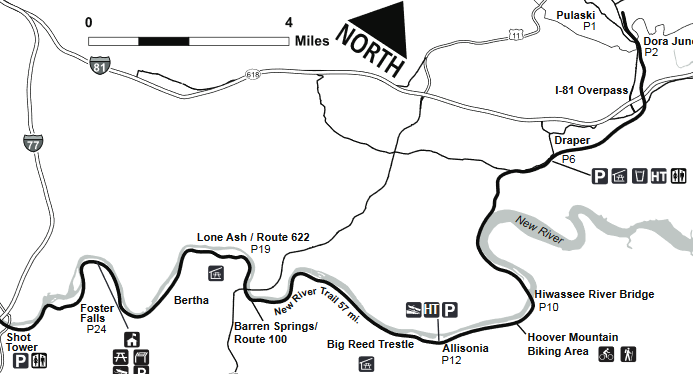 after a rails-to-trails conversion, the Cripple Creek Extension is now New River Trail State Park
