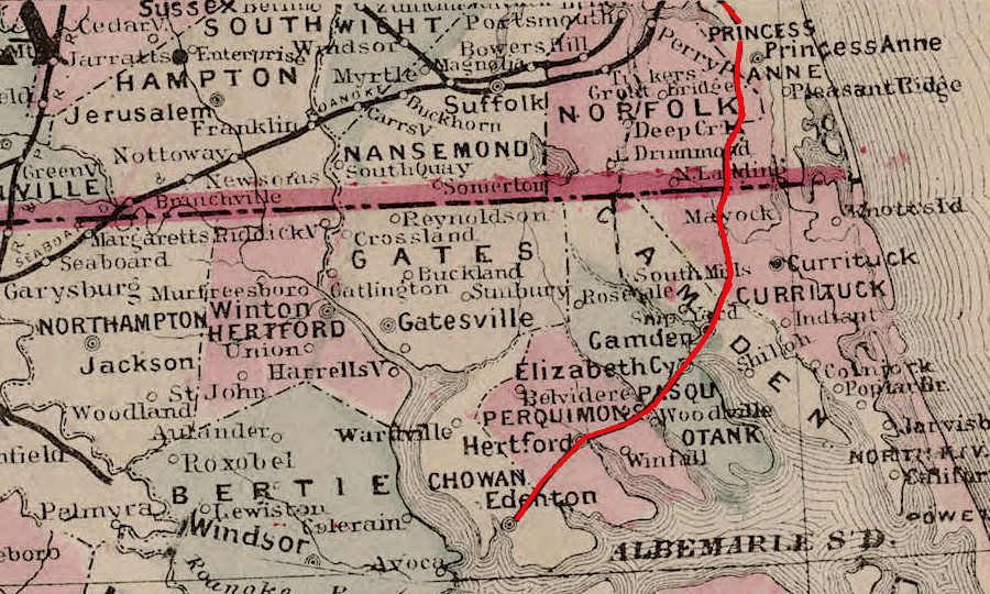 the original Norfolk Southern connected Edenton to Norfolk in the 1880's