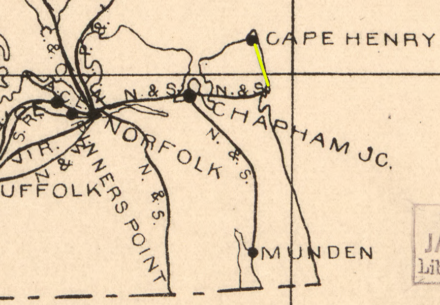 the Norfolk Southern extended its track to Cape Henry in 1902