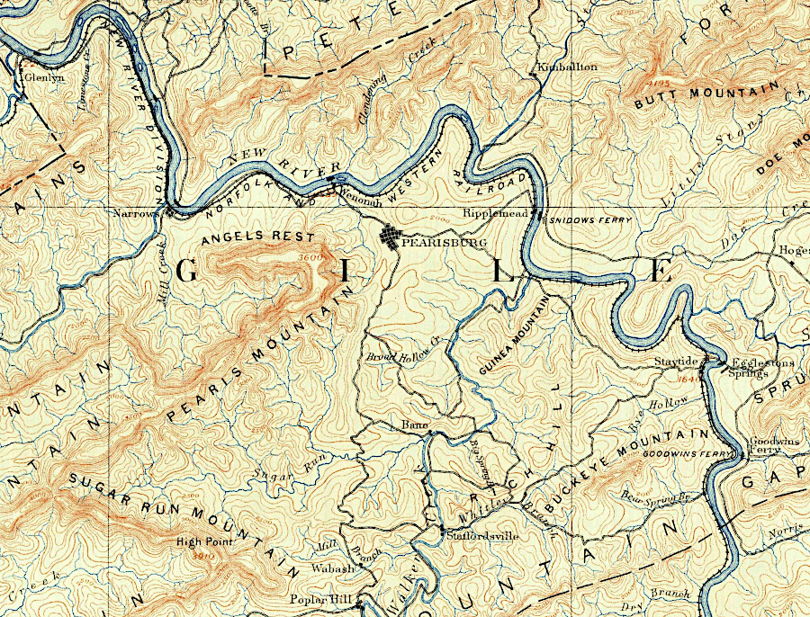 the Norfolk and Western built on the west side of the New River, then up the East River at Glen Lyn into West Virginia