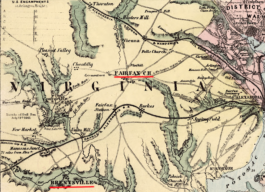 the Orange and Alexandria Railroad bypassed the Fairfax and Prince William county seats, in order to follow the flattest route