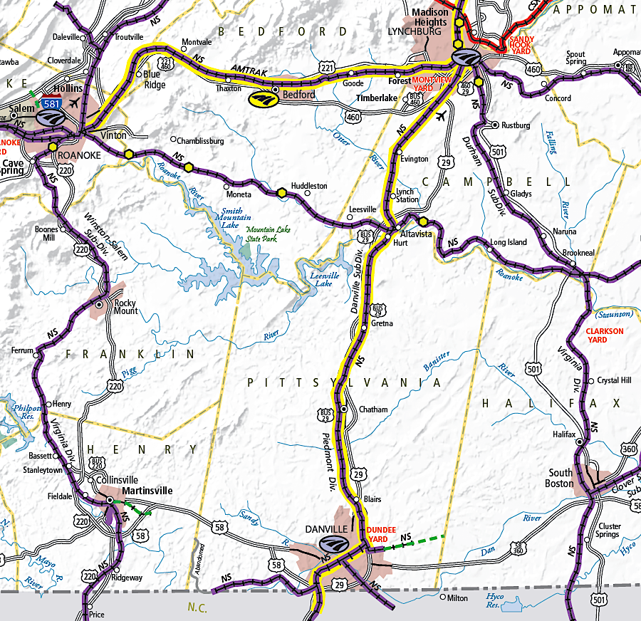 the extension of the Orange and Alexandria Railroad to Lynchburg in 1861 is still in use
