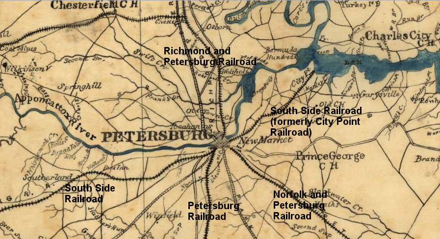 Petersburg was a railroad center that provided supplies to maintain Richmond during the Civil War until the Union Army finally cut off the South Side Railroad, at which point Confederate officials abandoned their capital  in April 1865