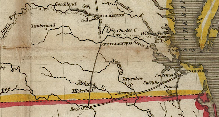 the Petersburg Railroad competed with the Portsmouth and Roanoke Railroad in 1834