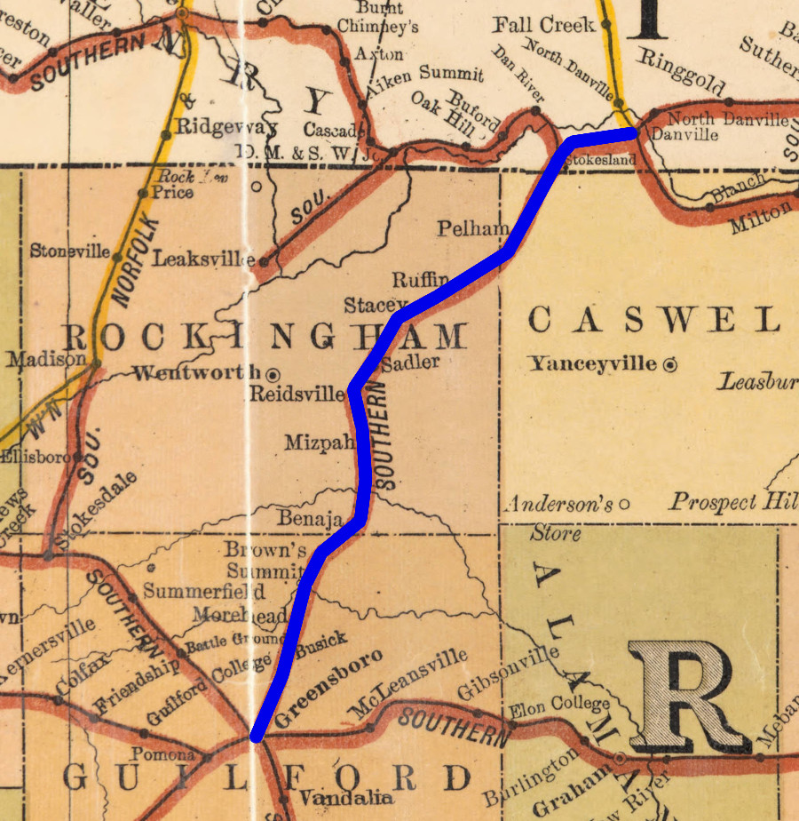 the Piedmont Railroad still connected Danville and Greensboro in 1900