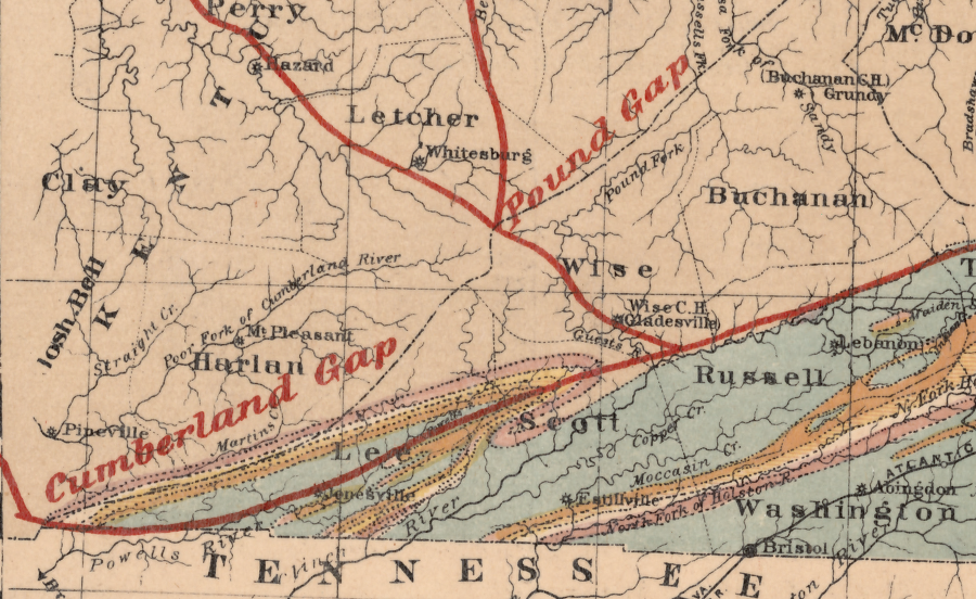 as early as 1875, Pound Gap was recognized as a preferred route for a railroad into Kentucky