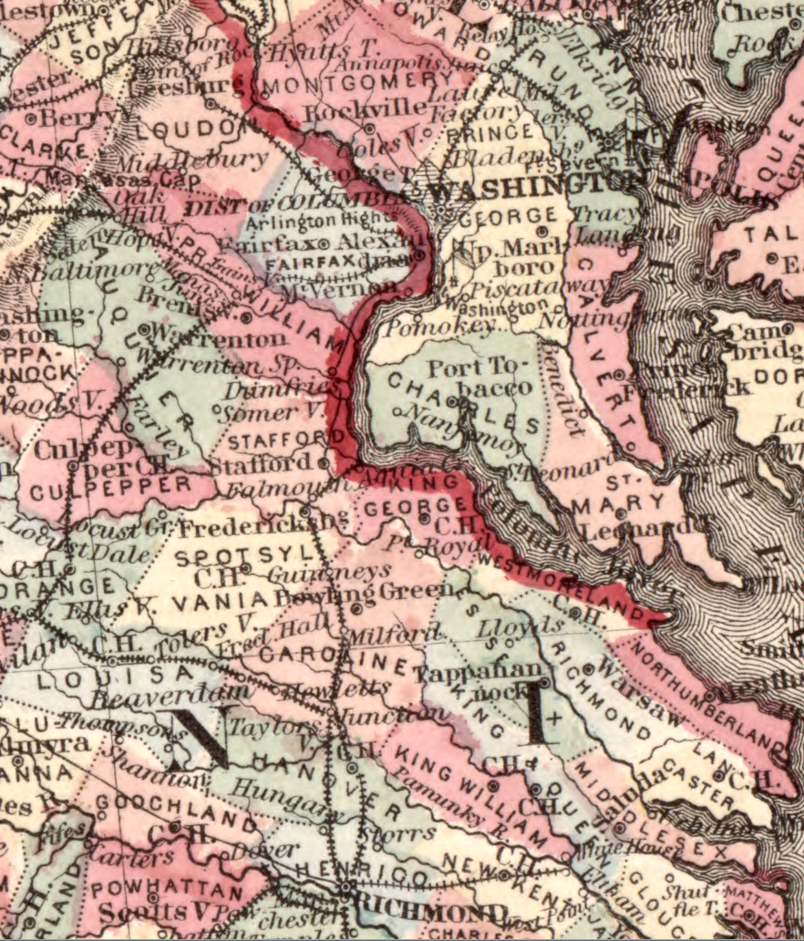 the Richmond, Fredericksburg, and Potomac Railroad connected Richmond to a steamboat pier at Aquia Creek; the direct link to Washington DC was not built until 1872 (after the Civil War)