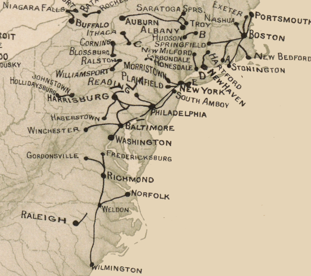 until the 1850's, there was no railroad line linking Richmond with points north of Fredericksburg