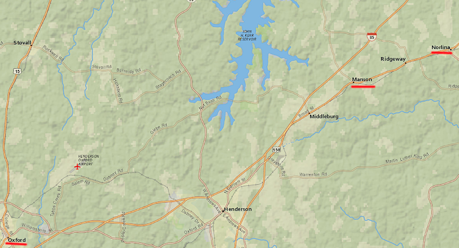 Virginia railroads connected to the route of the original Raleigh and Gaston Railroad at three places south of Clarksville