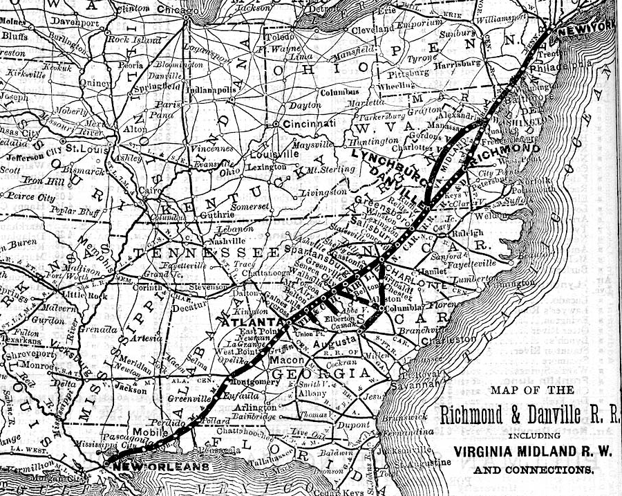 the Pennsylvania Railroad acquired control of the Richmond and Danville Railroad to expand into the southern states