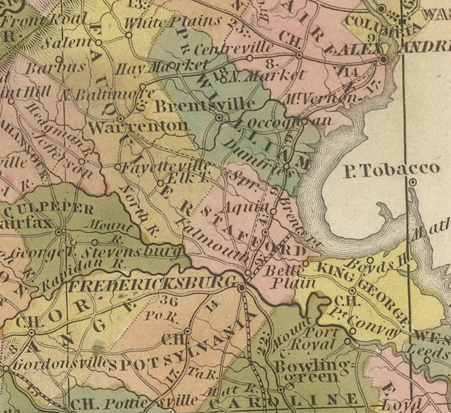 the Richmond, Fredericksburg & Potomac Railroad stopped at Aquia Creek before the Civil War