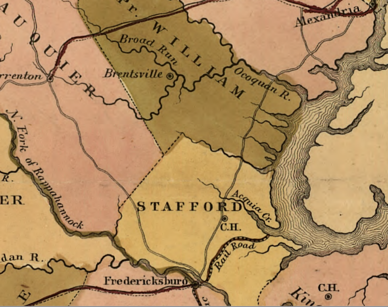 the northern terminus of the Richmond, Fredericksburg & Potomac Railroad was Aquia Creek until 1872