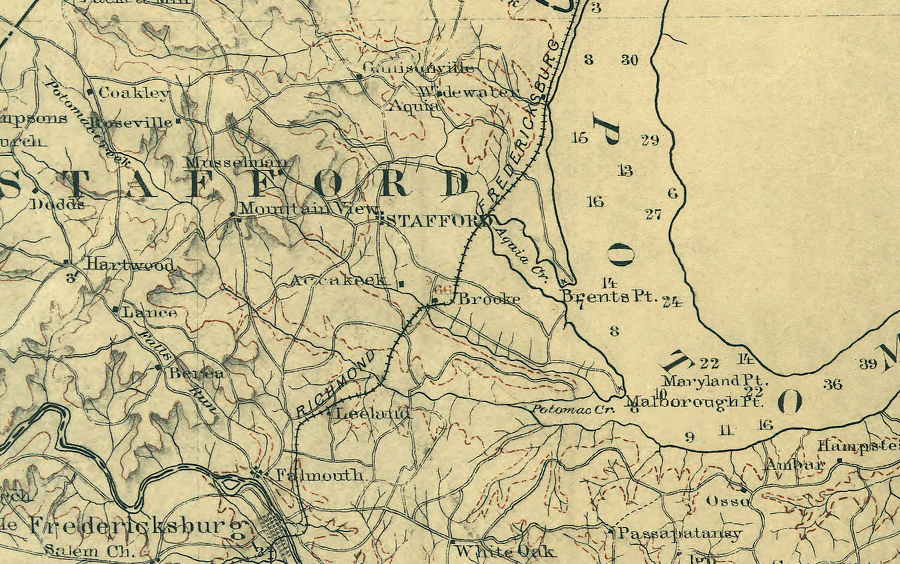 the Richmond, Fredericksburg, and Potomac Railroad abandoned its line to Belle Plain landing at Potomac Creek, after building a direct line to Alexandria in 1872