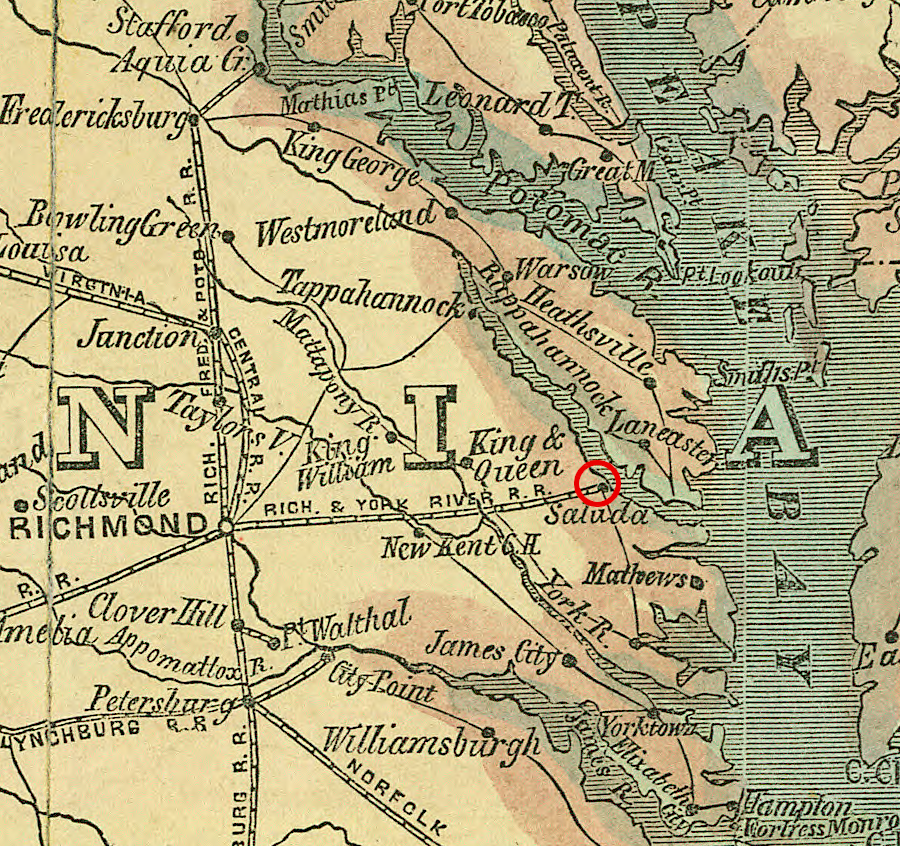 Harpers Weekly incorrectly showed a railroad connection between Richmond-Rappahannock River in 1861