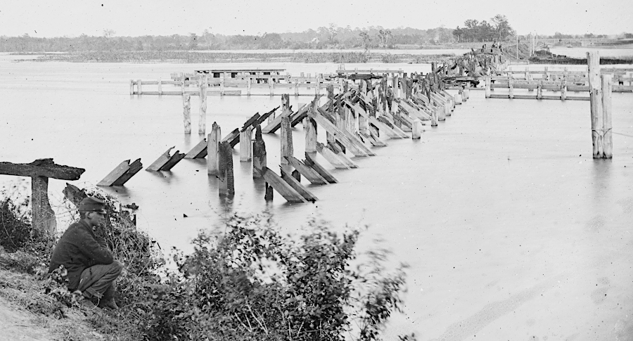 destroyed Richmond and York River Railroad bridge across Pamunkey River