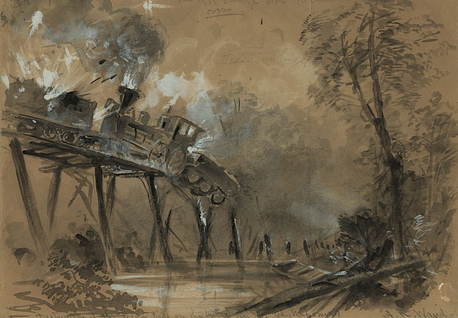 the US Military Railroad locomotives were destroyed when General McClellan changed his base of operations at the end of the Peninsula Campaign