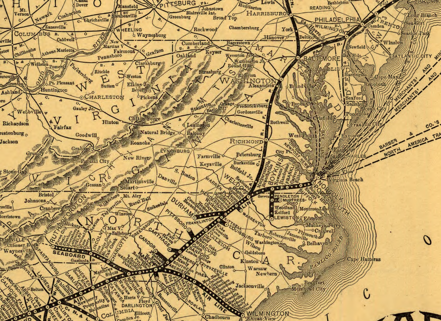in 1896, the Seaboard Air Line controlled routes from New Orleans through Virginia to Portsmouth - but not to Washington, DC